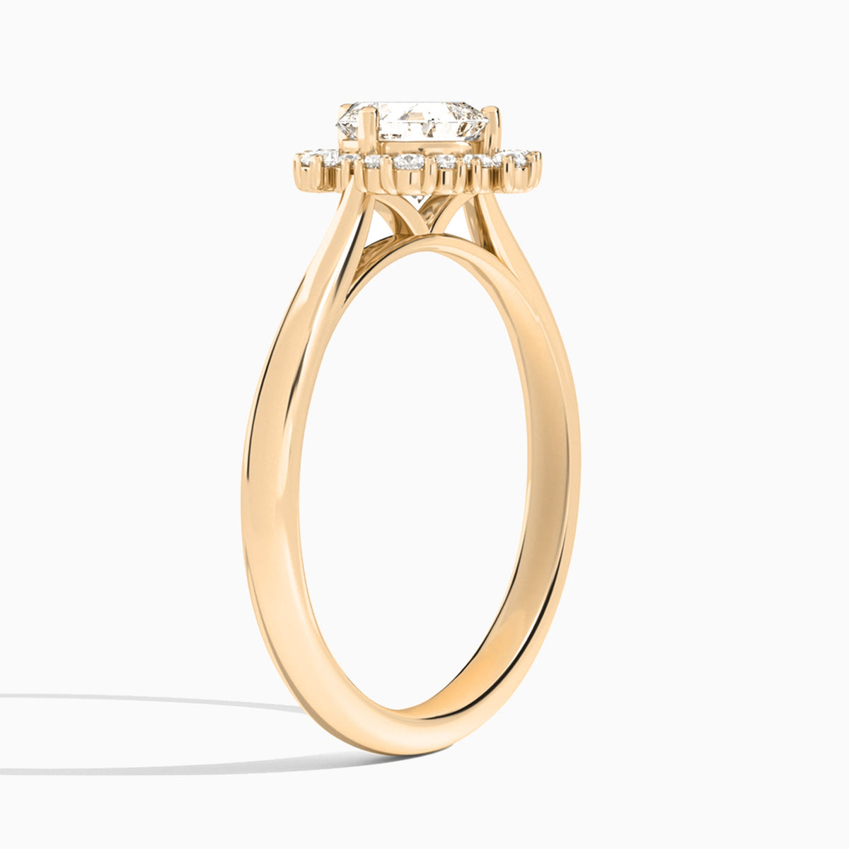 Asscher Flocon de Neige Lab Diamond Engagement Ring In 14K Rose Gold, Angle View
