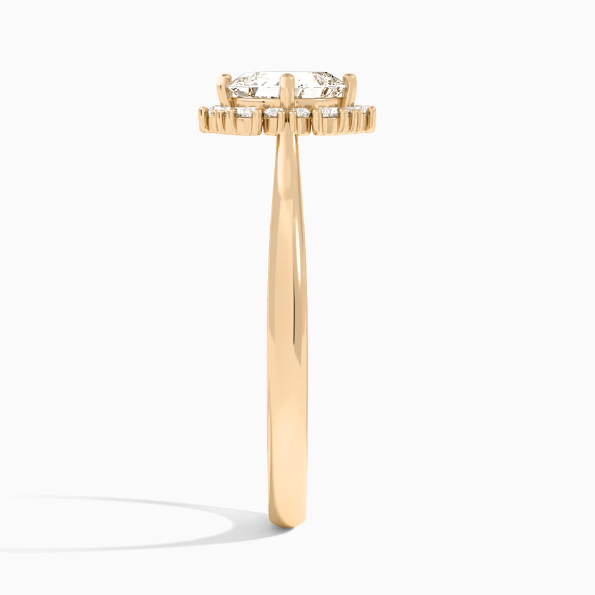 Asscher Flocon de Neige Lab Diamond Engagement Ring In 14K Rose Gold, Side View