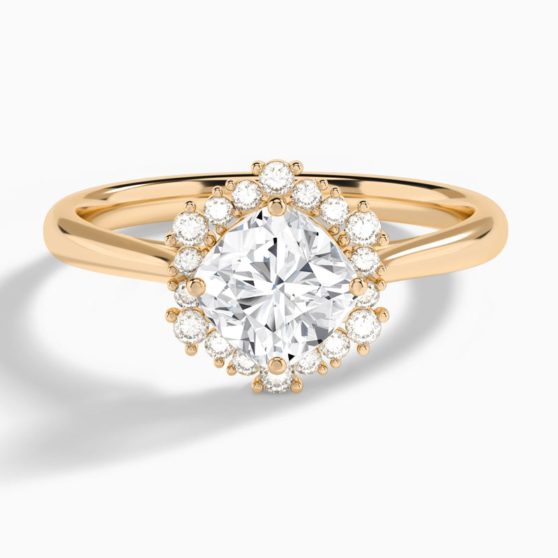 Cushion Flocon de Neige Lab Diamond Engagement Ring In 14K Rose Gold - Lucenjuri