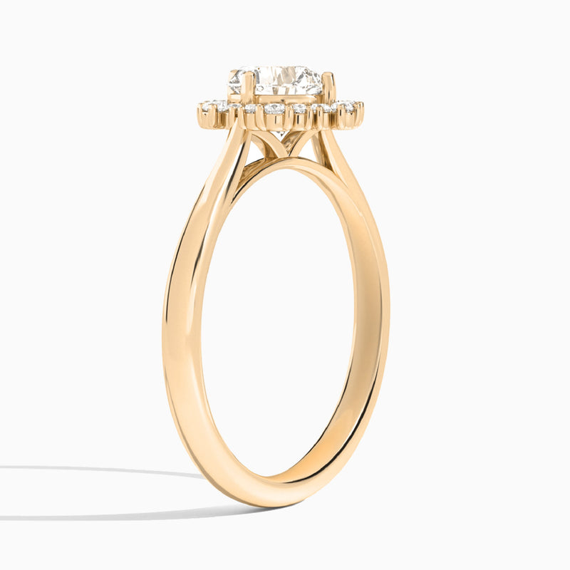 Cushion Flocon de Neige Lab Diamond Engagement Ring In 14K Rose Gold, Angle View