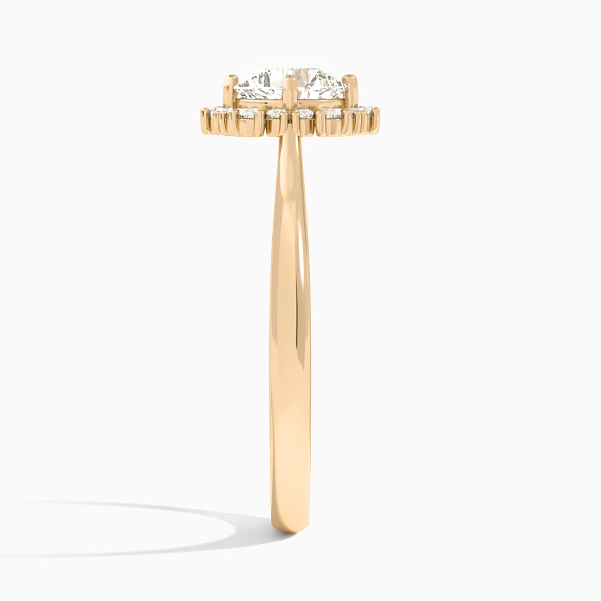 Cushion Flocon de Neige Lab Diamond Engagement Ring In 14K Rose Gold, Side View