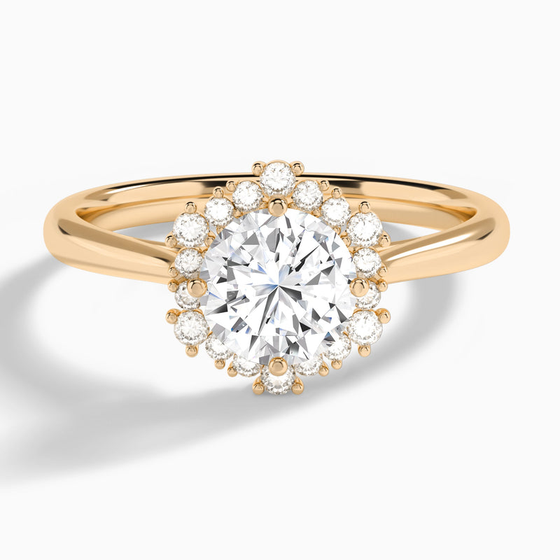 Round Flocon de Neige Lab Diamond Engagement Ring In 14K Rose Gold - Lucenjuri
