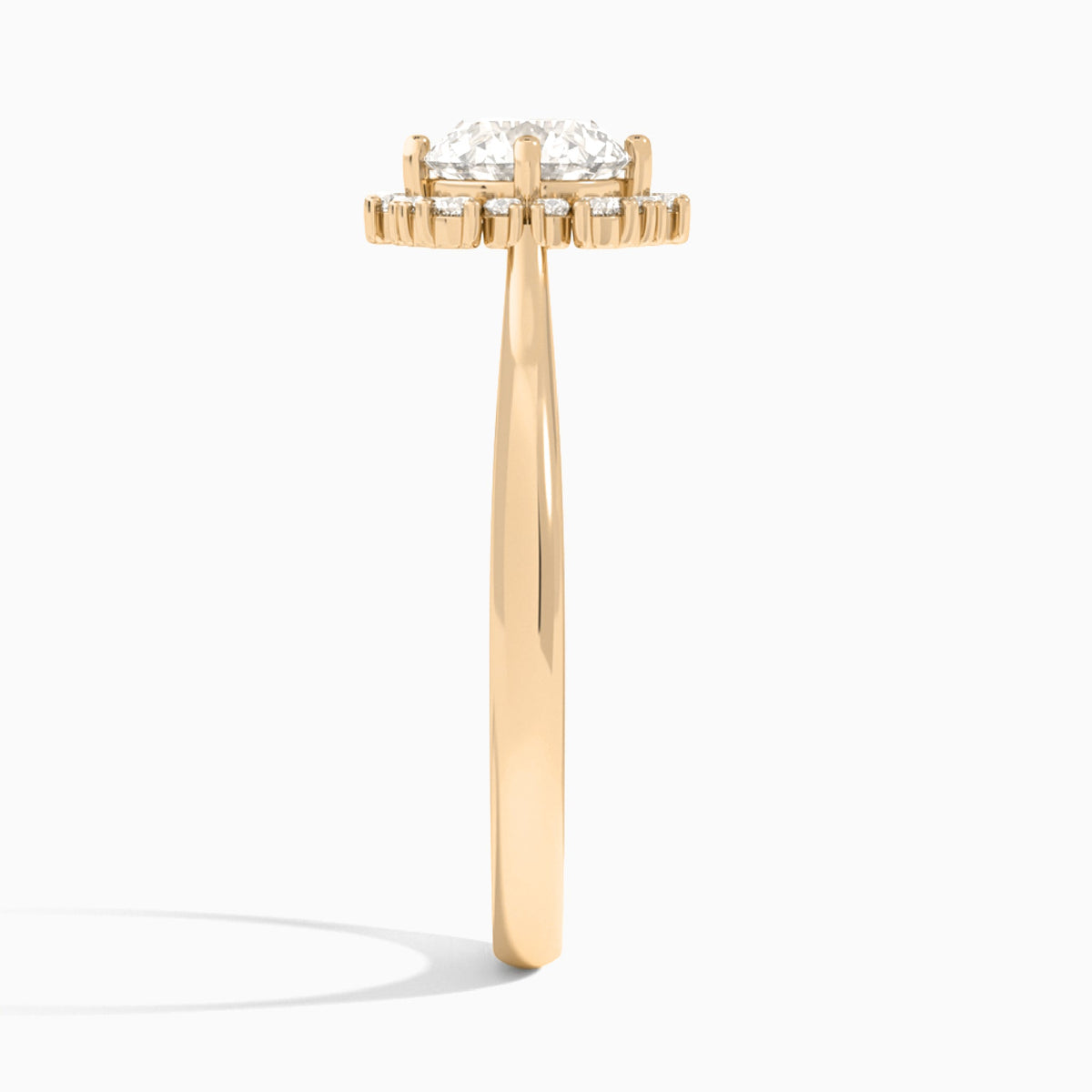Round Flocon de Neige Lab Diamond Engagement Ring In 14K Rose Gold, Side View