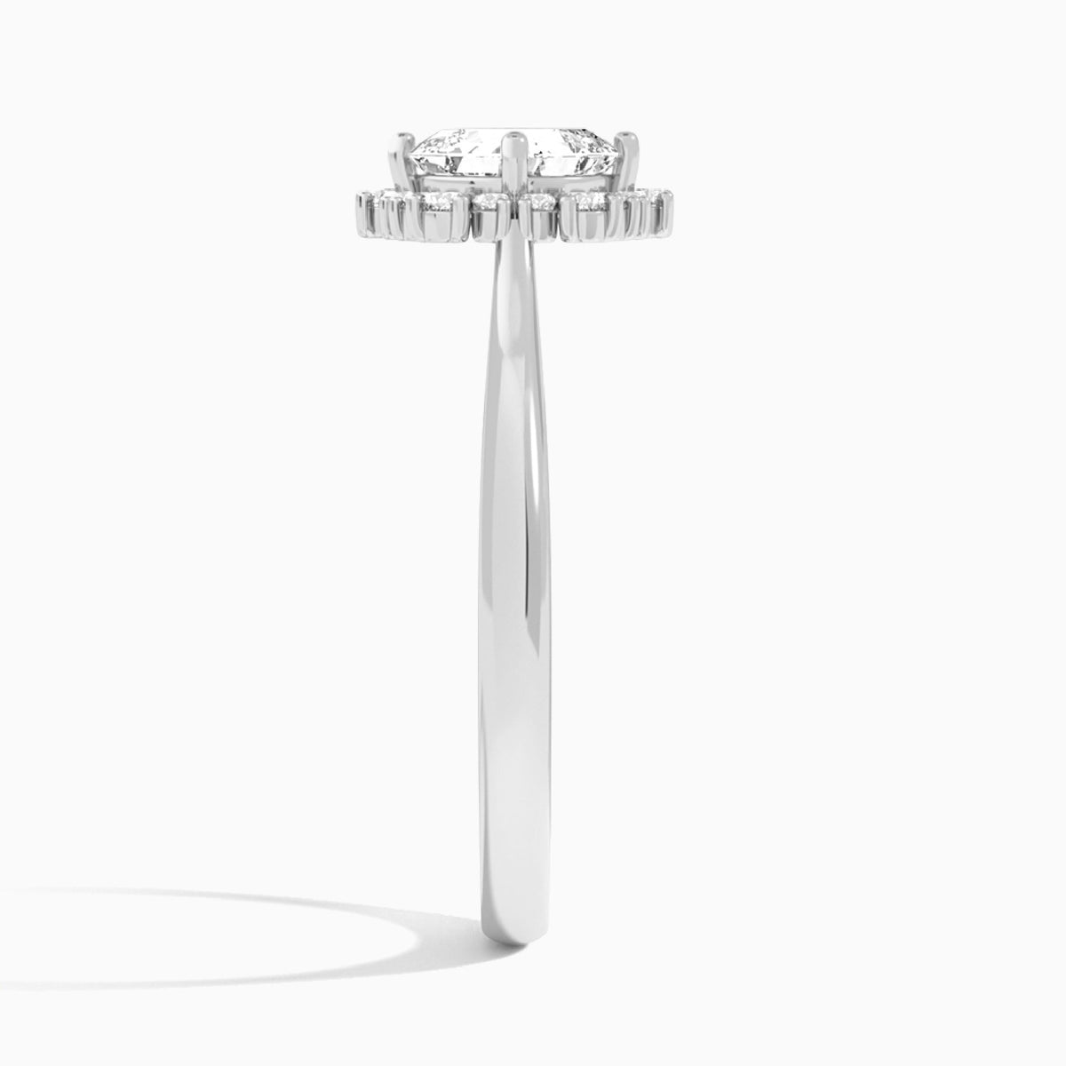 Asscher Flocon de Neige Lab Diamond Engagement Ring In 14K White Gold, Side View