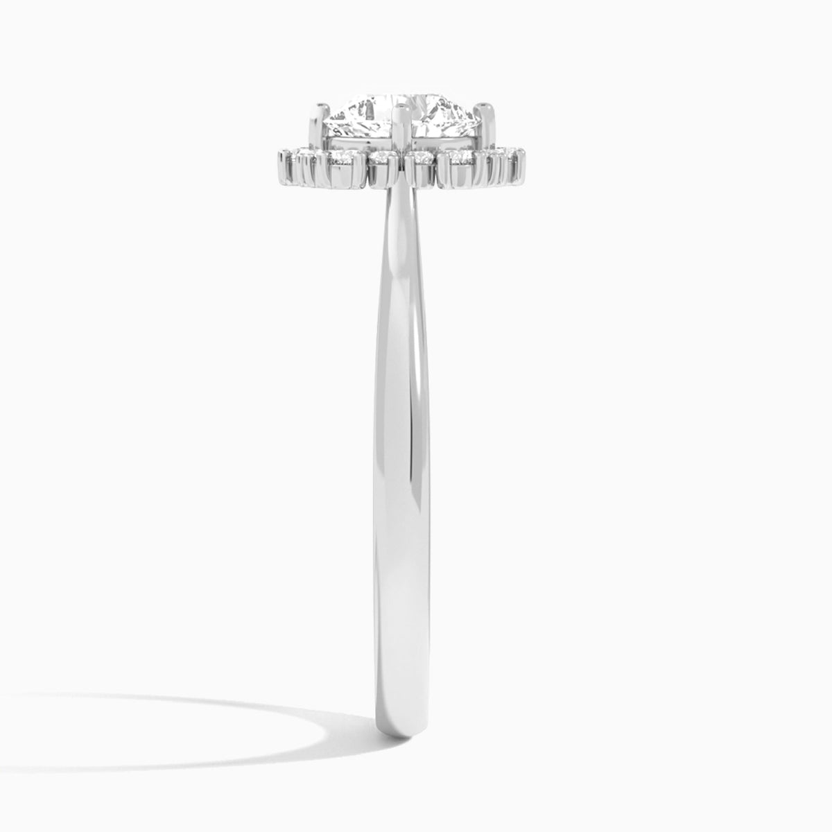 Cushion Flocon de Neige Lab Diamond Engagement Ring In 14K White Gold, Side View