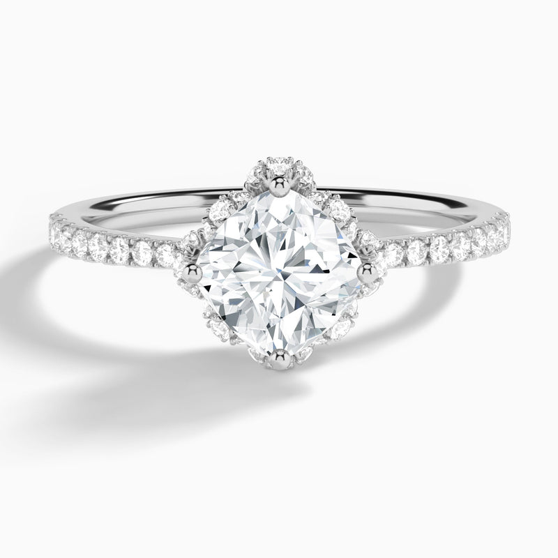 Cushion Dorothea Lab Grown Diamond Engagement Ring In Platinum - Lucenjuri