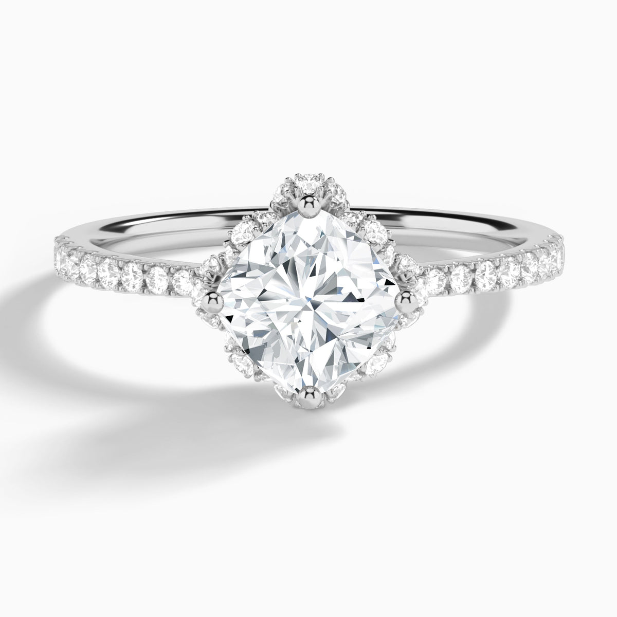 Cushion Dorothea Lab Grown Diamond Engagement Ring In Platinum - Lucenjuri