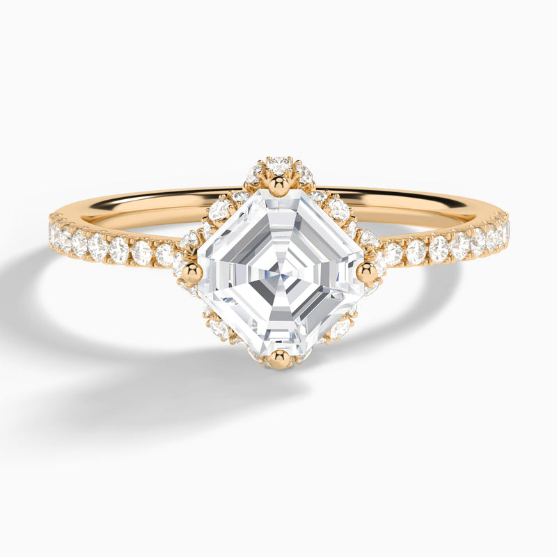 Asscher Dorothea Lab Grown Diamond Engagement Ring In 14K Rose Gold - Lucenjuri
