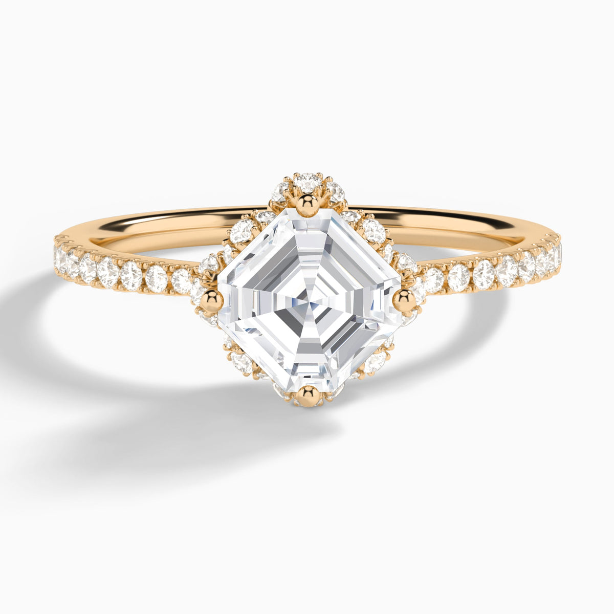 Asscher Dorothea Lab Grown Diamond Engagement Ring In 14K Rose Gold - Lucenjuri