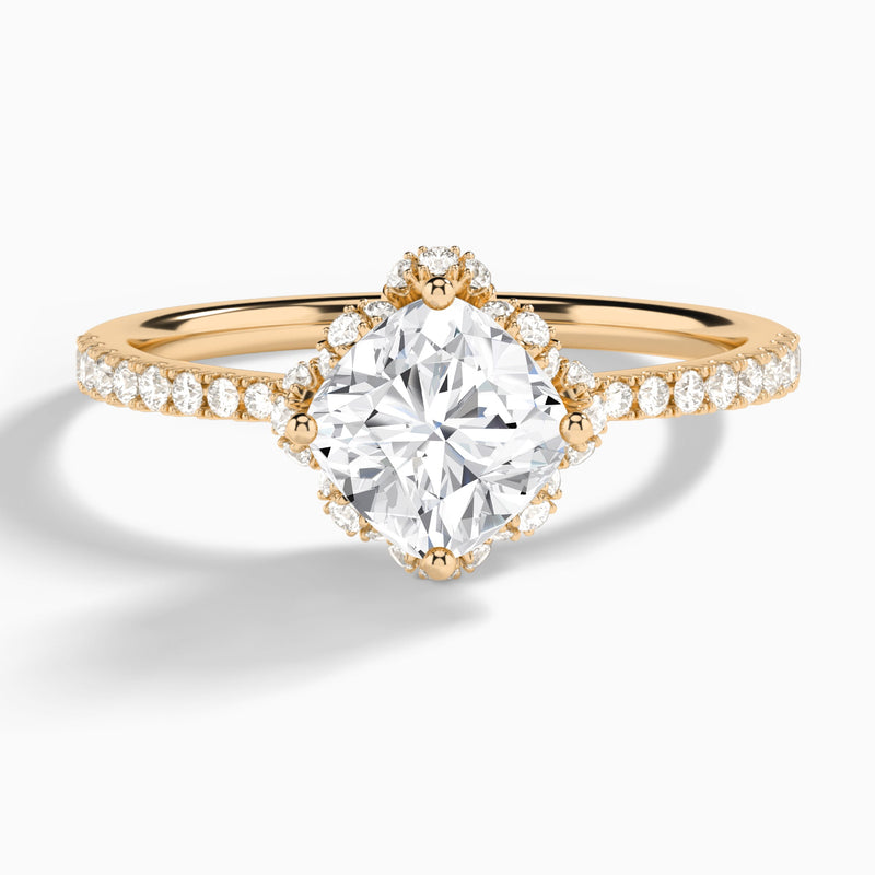 Cushion Dorothea Lab Grown Diamond Engagement Ring In 14K Rose Gold - Lucenjuri