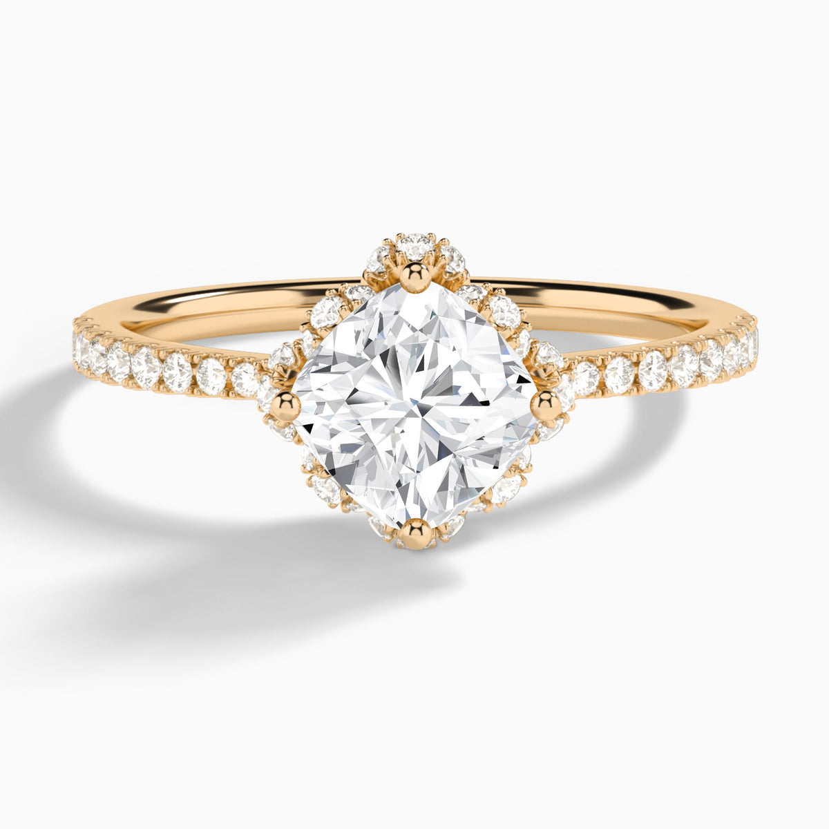 Cushion Dorothea Lab Grown Diamond Engagement Ring In 14K Rose Gold - Lucenjuri