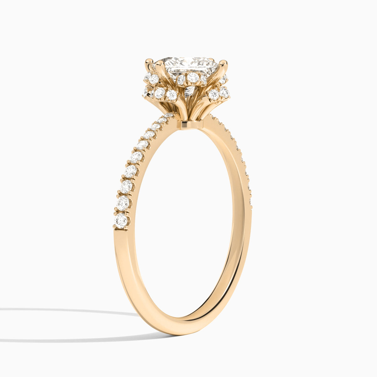 Princess Dorothea Lab Grown Diamond Engagement Ring In 14K Rose Gold, Angle View