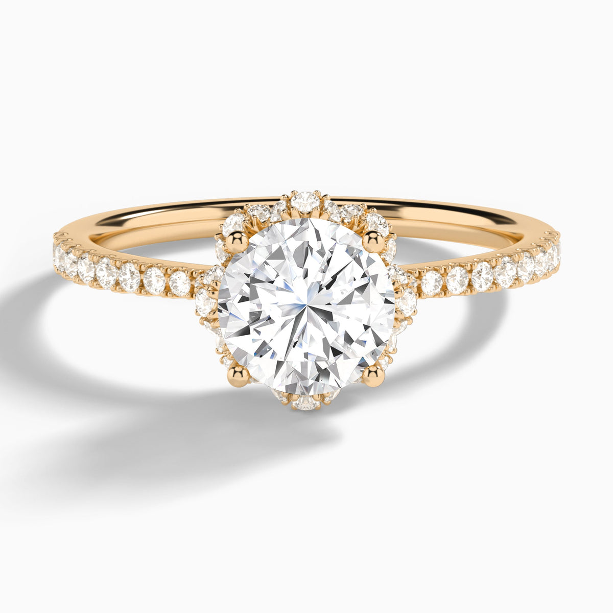 Round Dorothea Lab Grown Diamond Engagement Ring In 14K Rose Gold - Lucenjuri