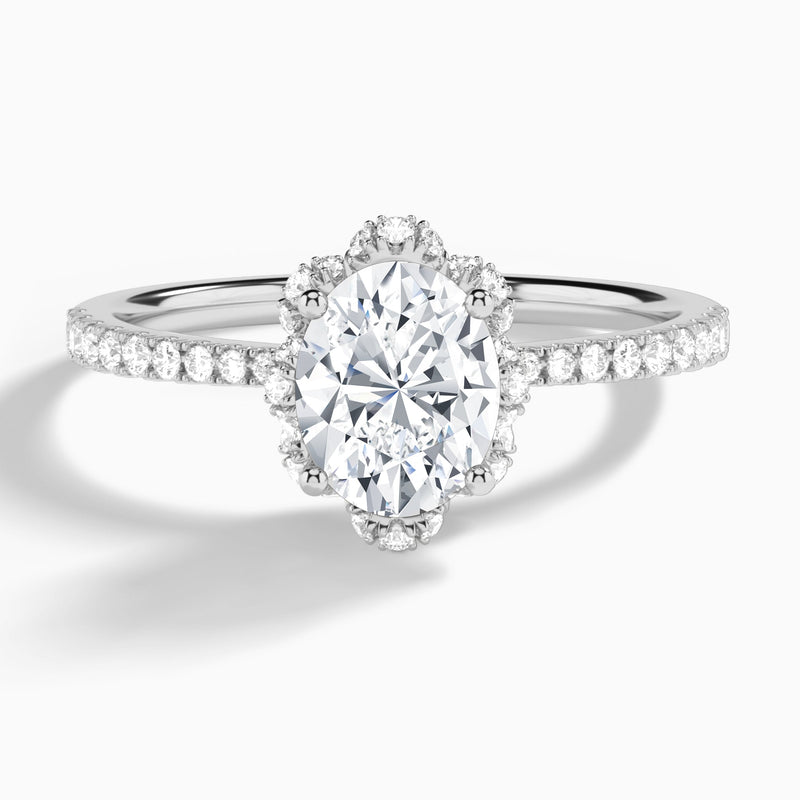 Oval Dorothea Lab Grown Diamond Engagement Ring In 14K White Gold - Lucenjuri