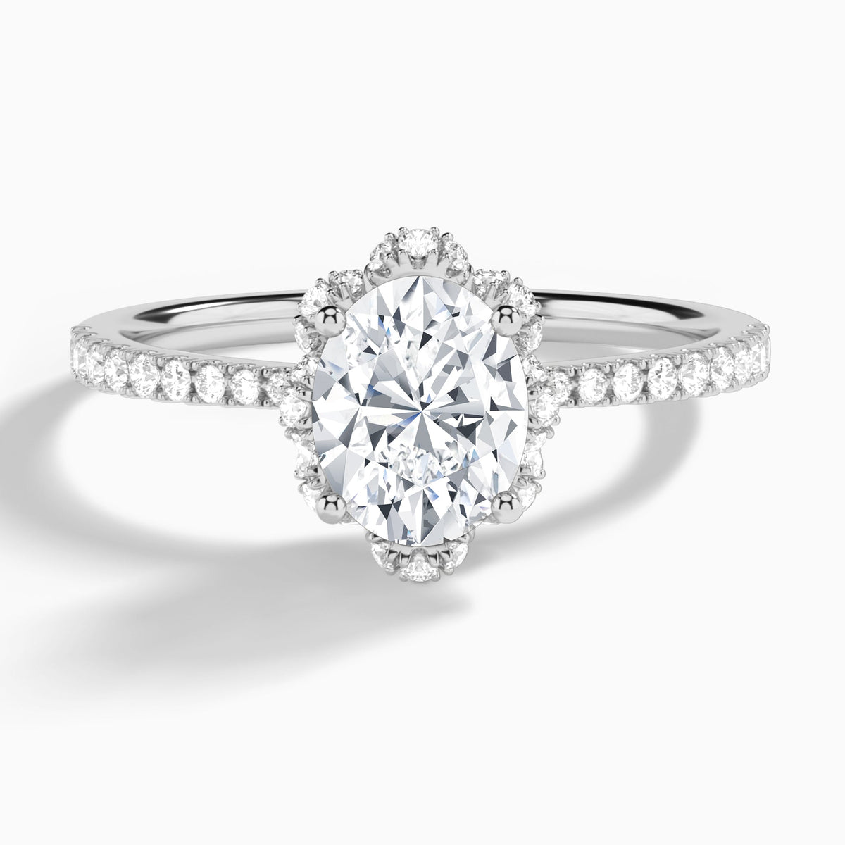 Oval Dorothea Lab Grown Diamond Engagement Ring In 14K White Gold - Lucenjuri