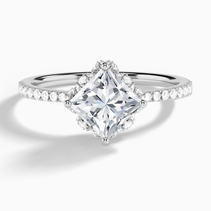 Princess Dorothea Lab Grown Diamond Engagement Ring In 14K White Gold - Lucenjuri
