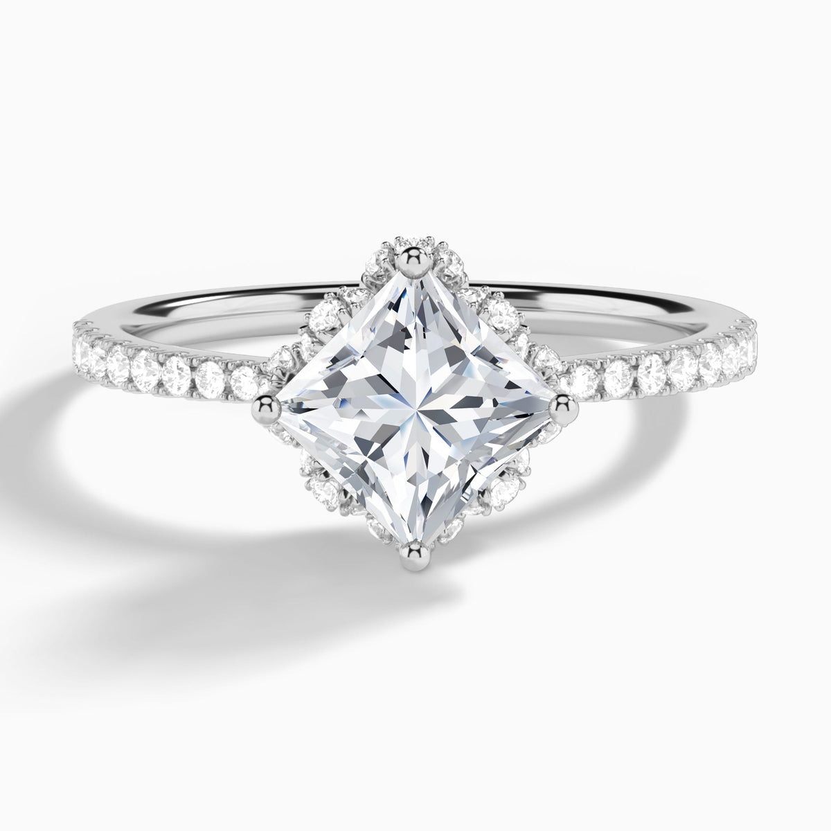 Princess Dorothea Lab Grown Diamond Engagement Ring In 14K White Gold - Lucenjuri