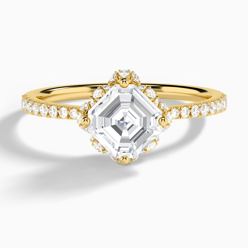 Asscher Dorothea Lab Grown Diamond Engagement Ring In 14K Yellow Gold - Lucenjuri