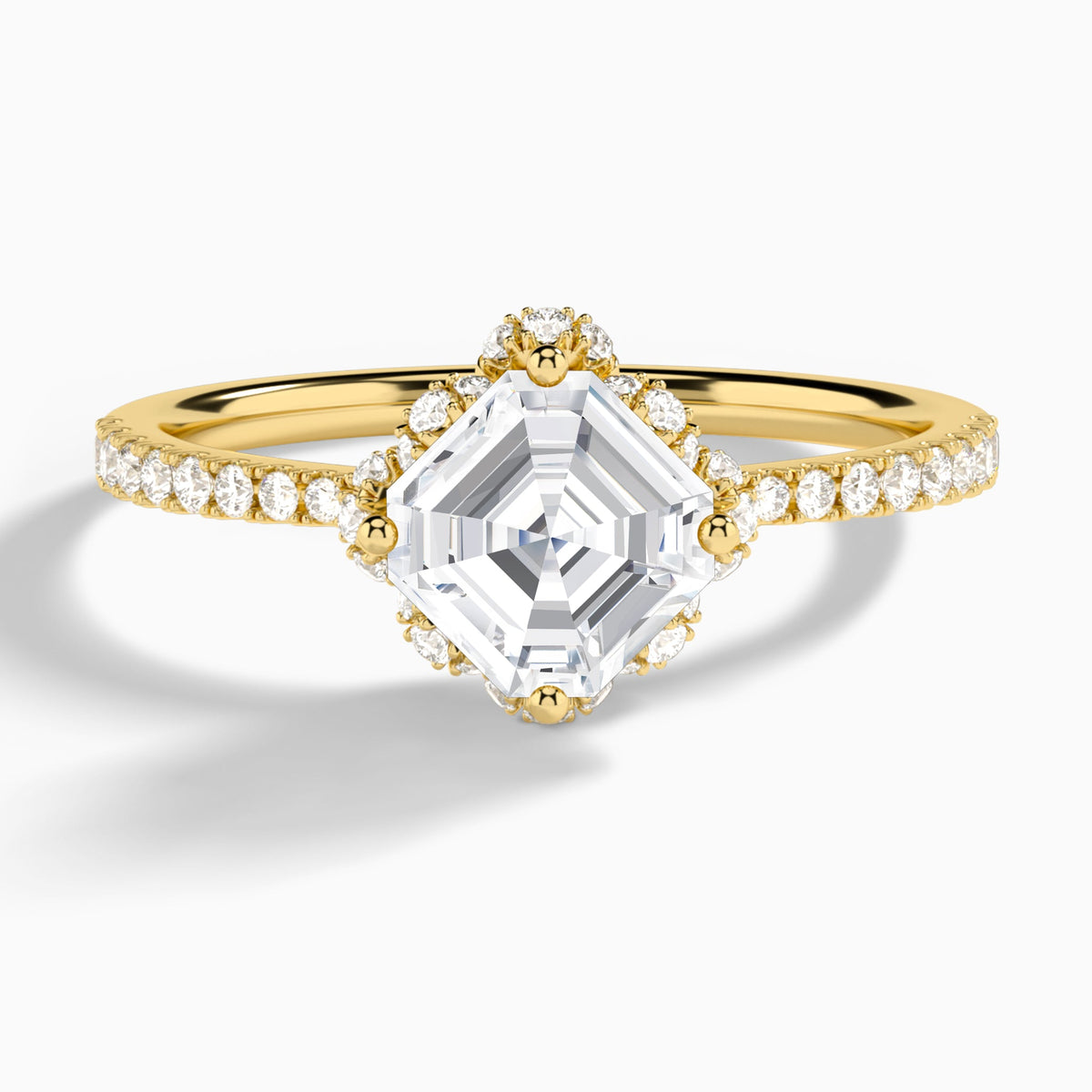 Asscher Dorothea Lab Grown Diamond Engagement Ring In 14K Yellow Gold - Lucenjuri