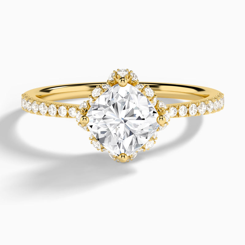 Cushion Dorothea Lab Grown Diamond Engagement Ring In 14K Yellow Gold - Lucenjuri