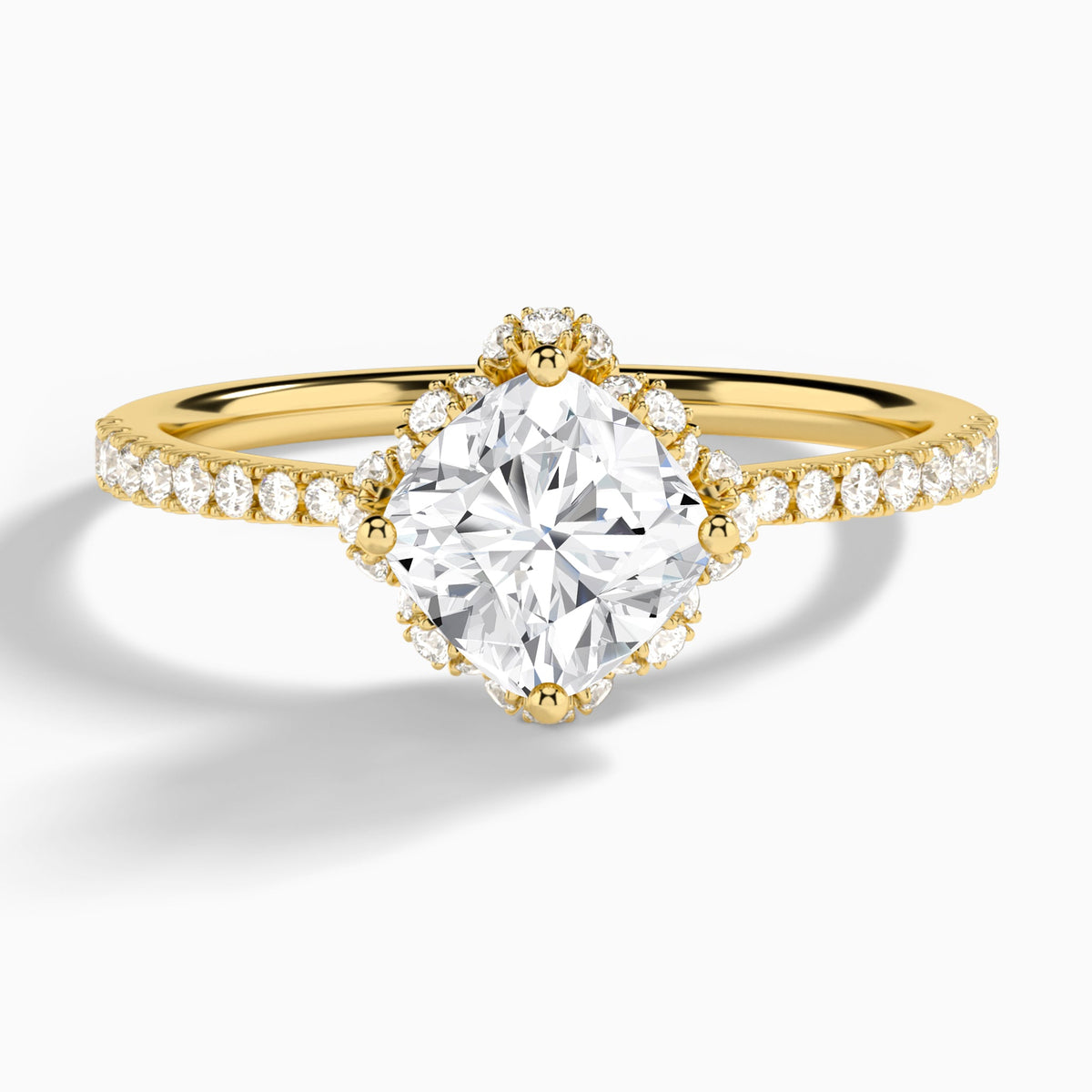 Cushion Dorothea Lab Grown Diamond Engagement Ring In 14K Yellow Gold - Lucenjuri