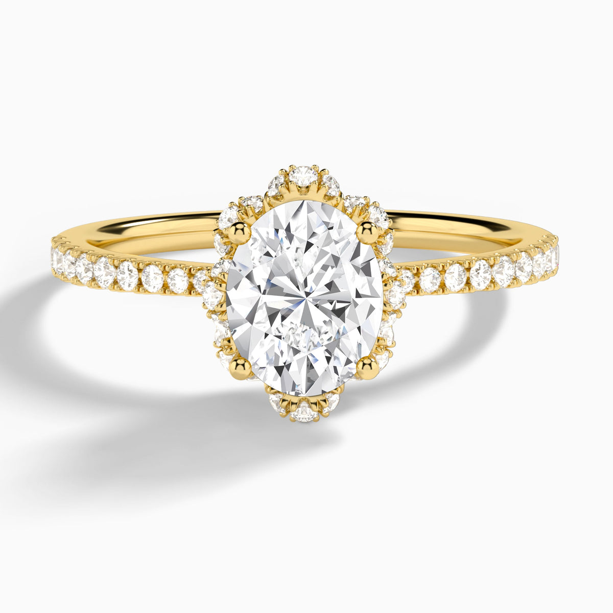 Oval Dorothea Lab Grown Diamond Engagement Ring In 14K Yellow Gold - Lucenjuri