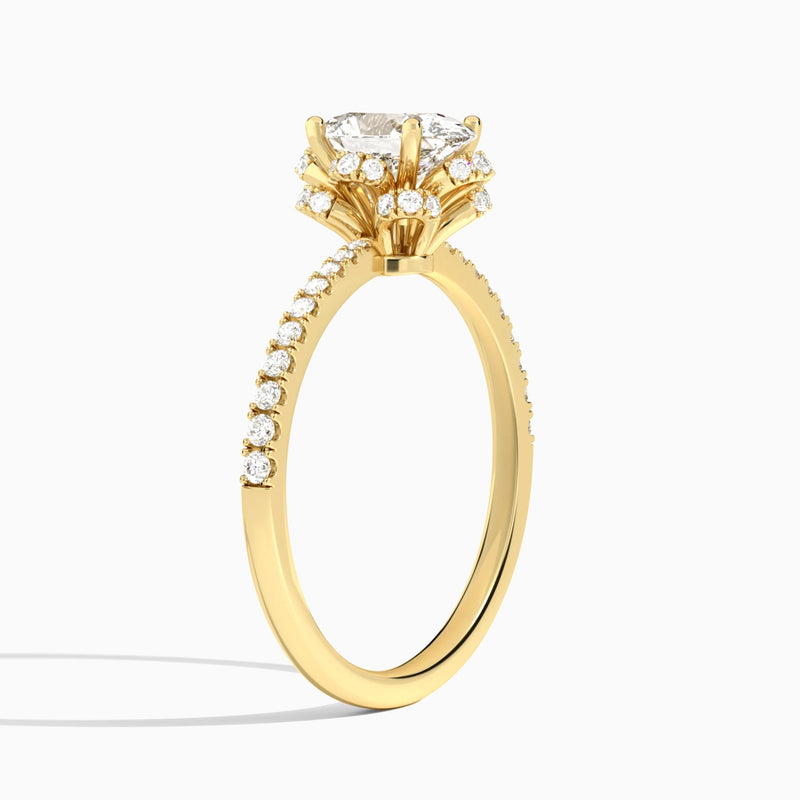 Oval Dorothea Lab Grown Diamond Engagement Ring In 14K Yellow Gold, Angle View