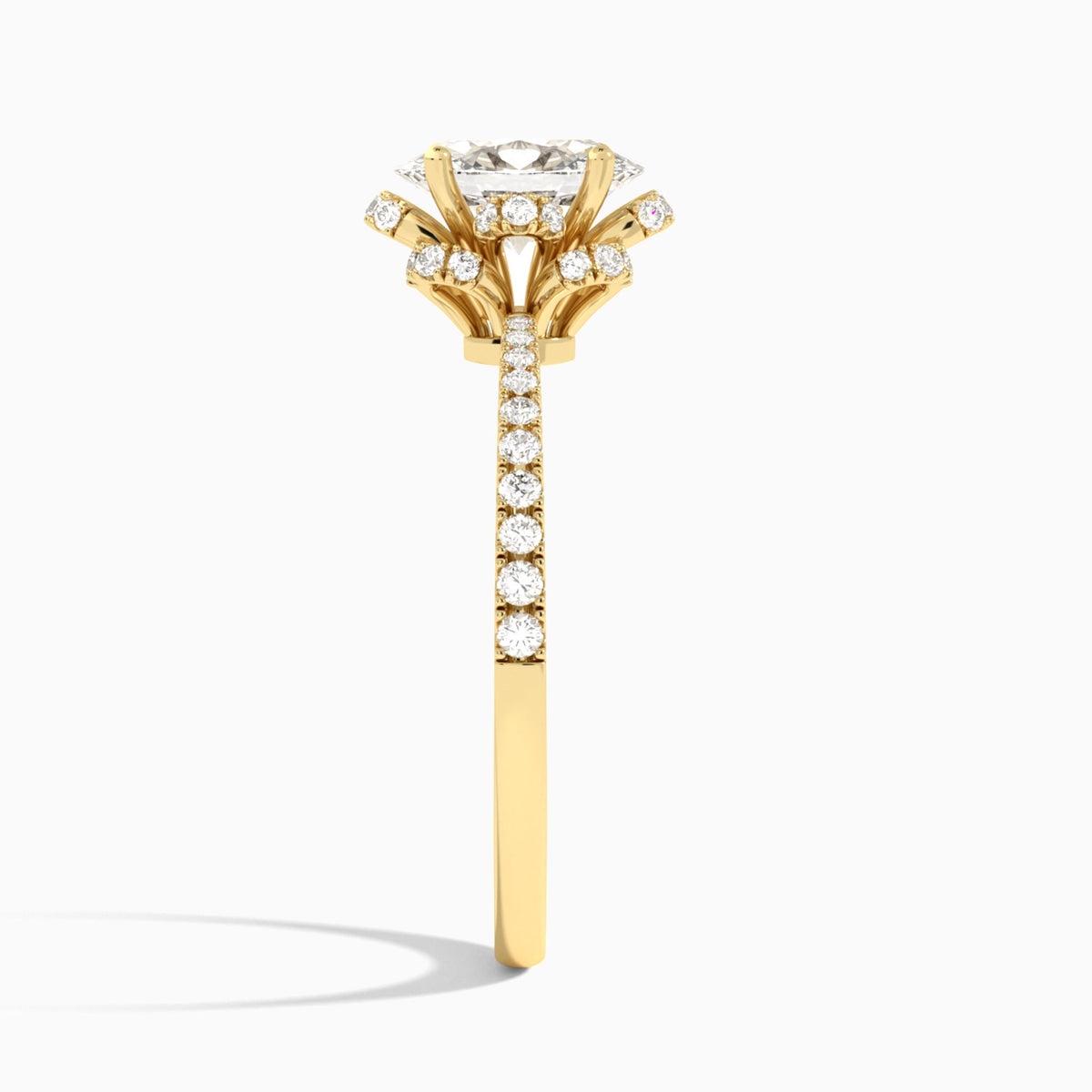 Oval Dorothea Lab Grown Diamond Engagement Ring In 14K Yellow Gold, Side View