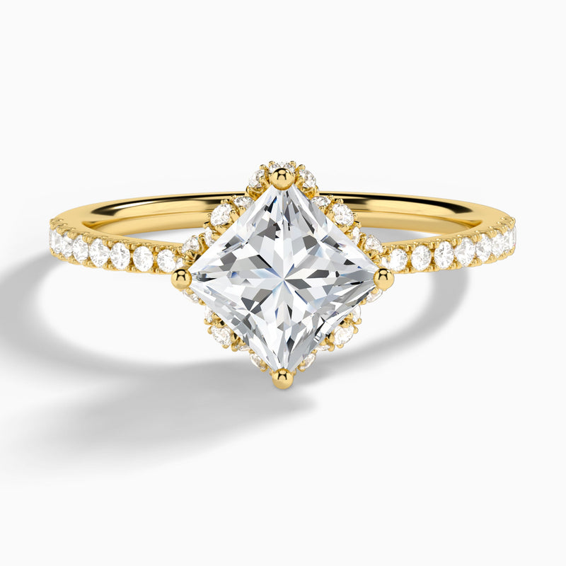 Princess Dorothea Lab Grown Diamond Engagement Ring In 18K Yellow Gold - Lucenjuri