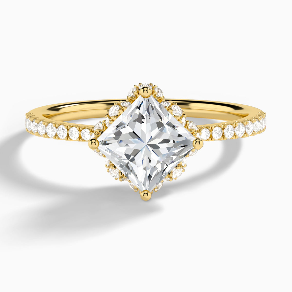 Princess Dorothea Lab Grown Diamond Engagement Ring In 18K Yellow Gold - Lucenjuri