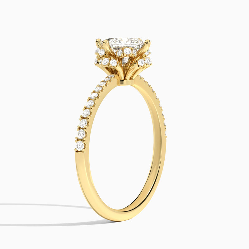 Princess Dorothea Lab Grown Diamond Engagement Ring In 14K Yellow Gold, Angle View