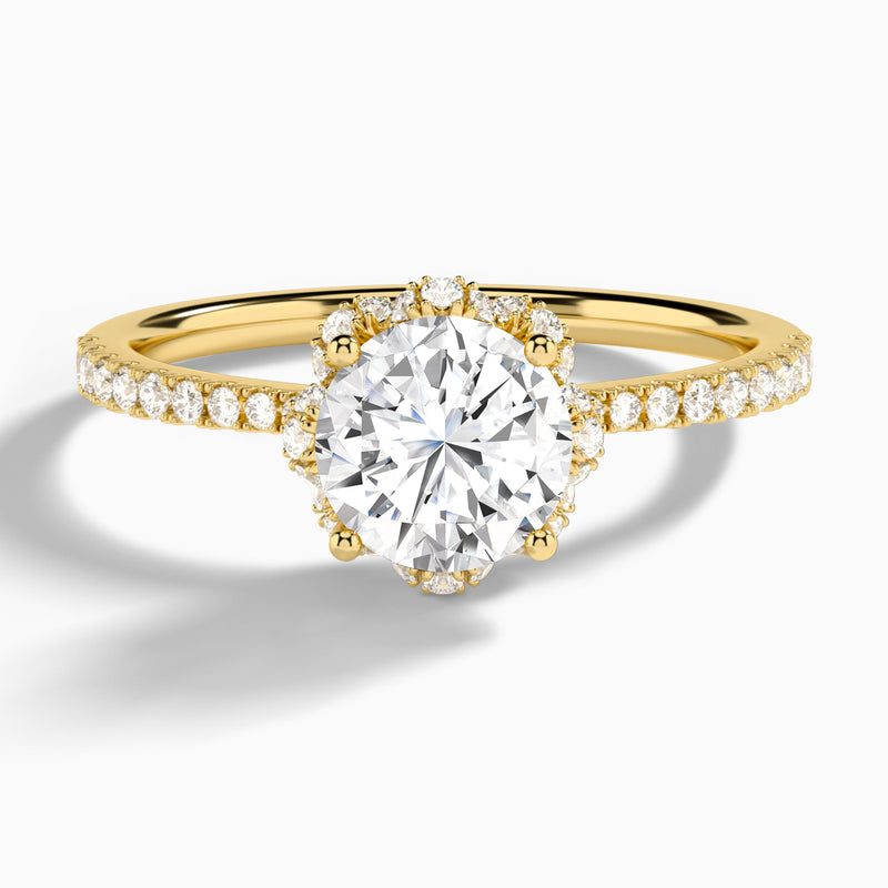 Round Dorothea Lab Grown Diamond Engagement Ring In 18K Yellow Gold - Lucenjuri