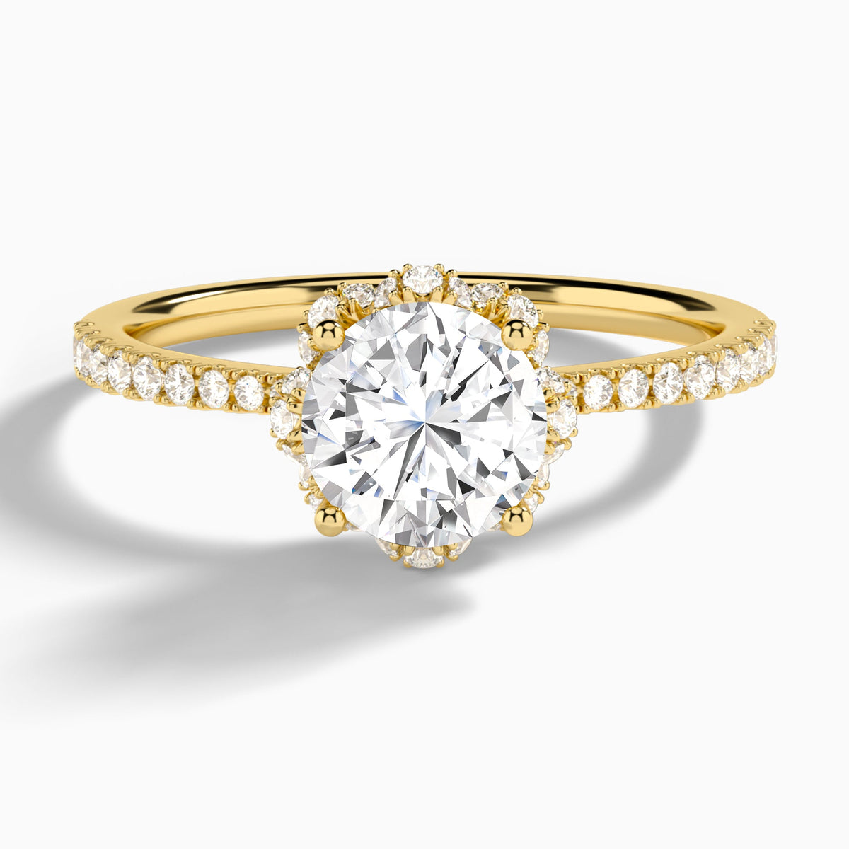 Round Dorothea Lab Grown Diamond Engagement Ring In 14K Yellow Gold - Lucenjuri