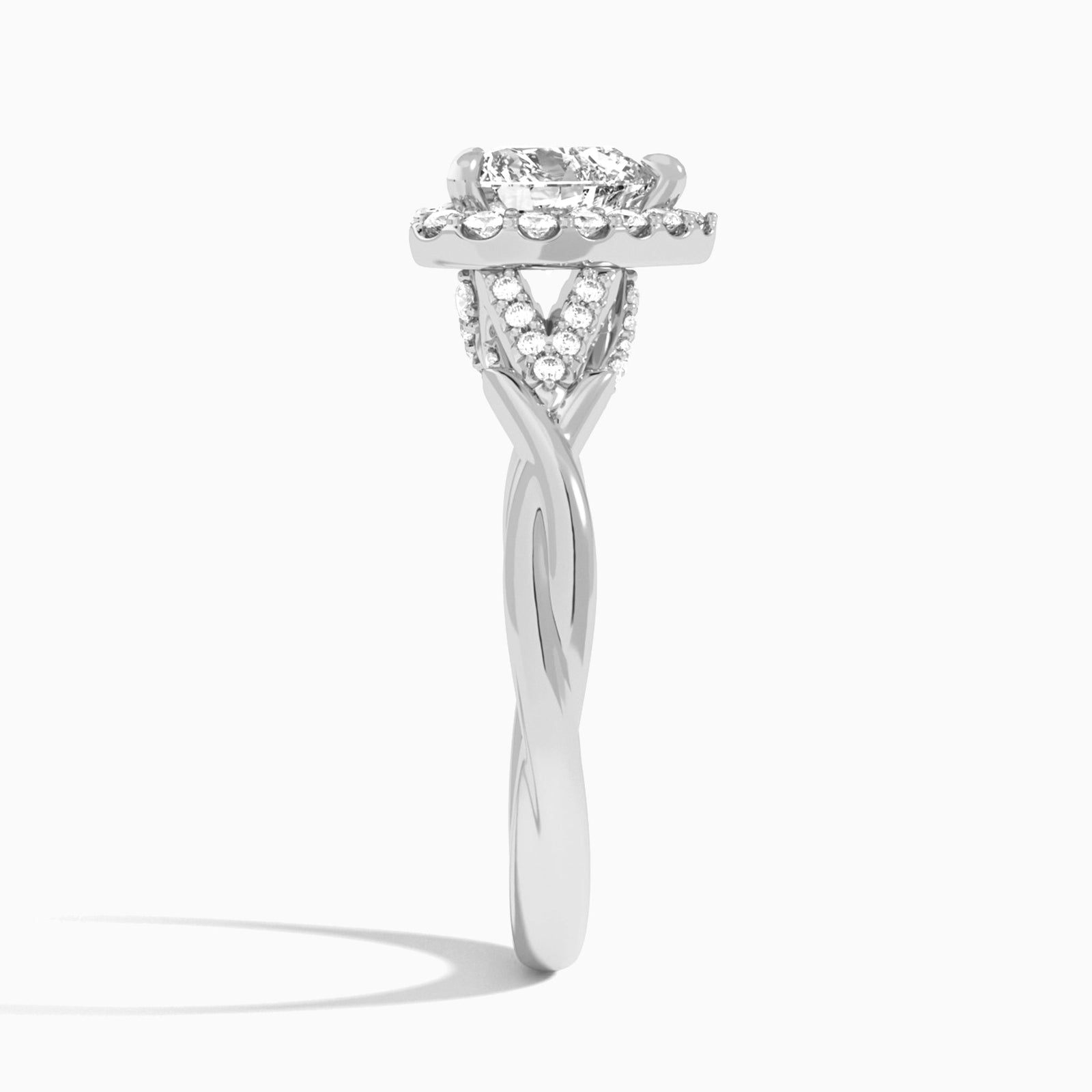 Heart Luxe Victoria Lab Grown Diamond Engagement Ring In Platinum, Side View
