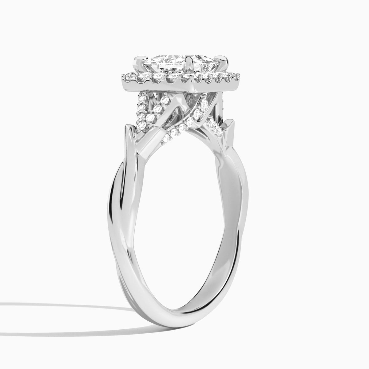 Princess Luxe Victoria Lab Grown Diamond Engagement Ring In Platinum, Angle View