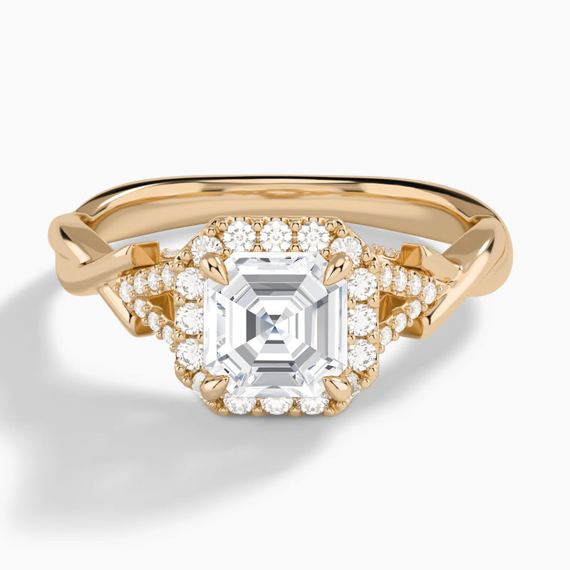 Asscher Luxe Victoria Lab Grown Diamond Engagement Ring In 14K Rose Gold - Lucenjuri