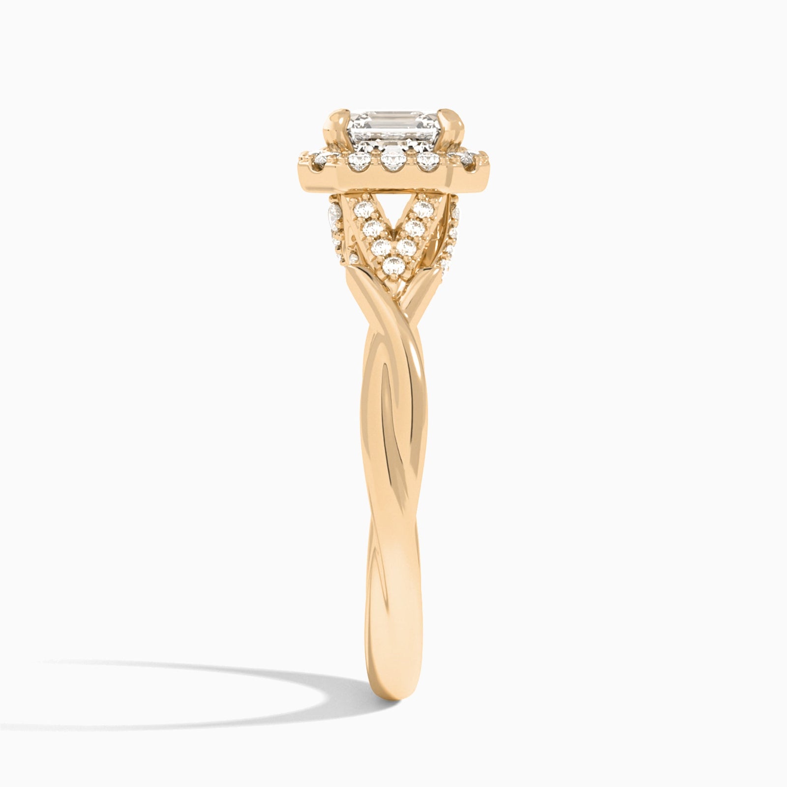Asscher Luxe Victoria Lab Grown Diamond Engagement Ring In 14K Rose Gold, Side View