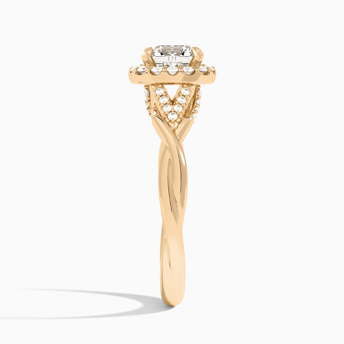 Cushion Luxe Victoria Lab Grown Diamond Engagement Ring In 14K Rose Gold, Side View