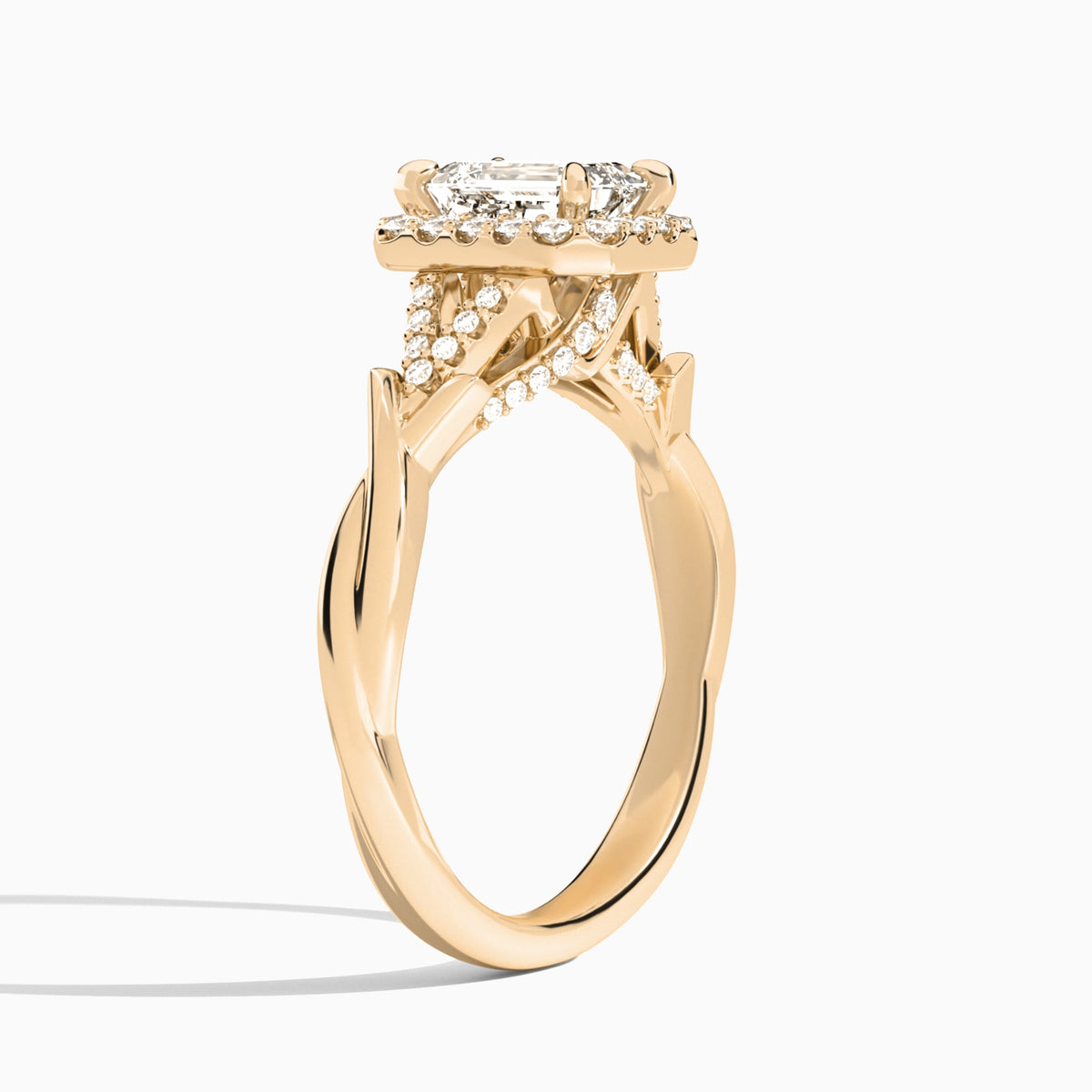 Emerald Luxe Victoria Lab Grown Diamond Engagement Ring In 14K Rose Gold, Angle View