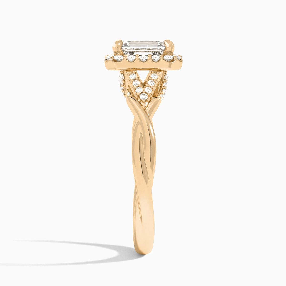 Emerald Luxe Victoria Lab Grown Diamond Engagement Ring In 14K Rose Gold, Side View