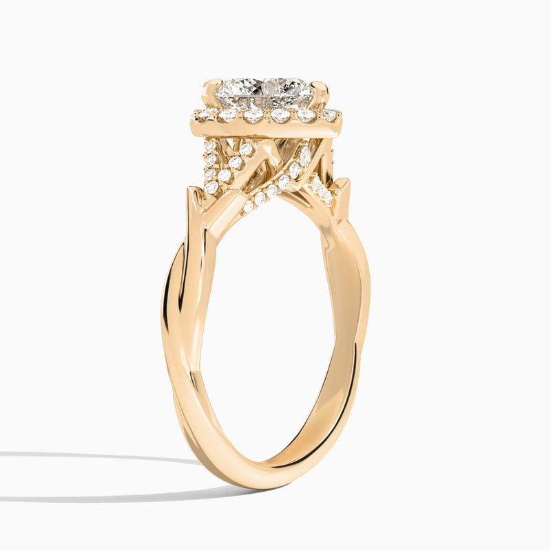 Heart Luxe Victoria Lab Grown Diamond Engagement Ring In 14K Rose Gold, Angle View