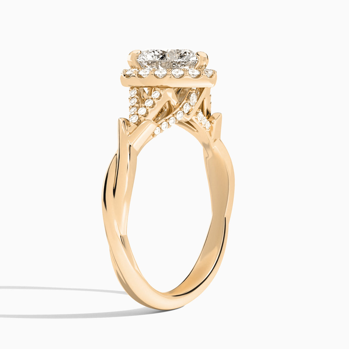 Heart Luxe Victoria Lab Grown Diamond Engagement Ring In 14K Rose Gold, Angle View