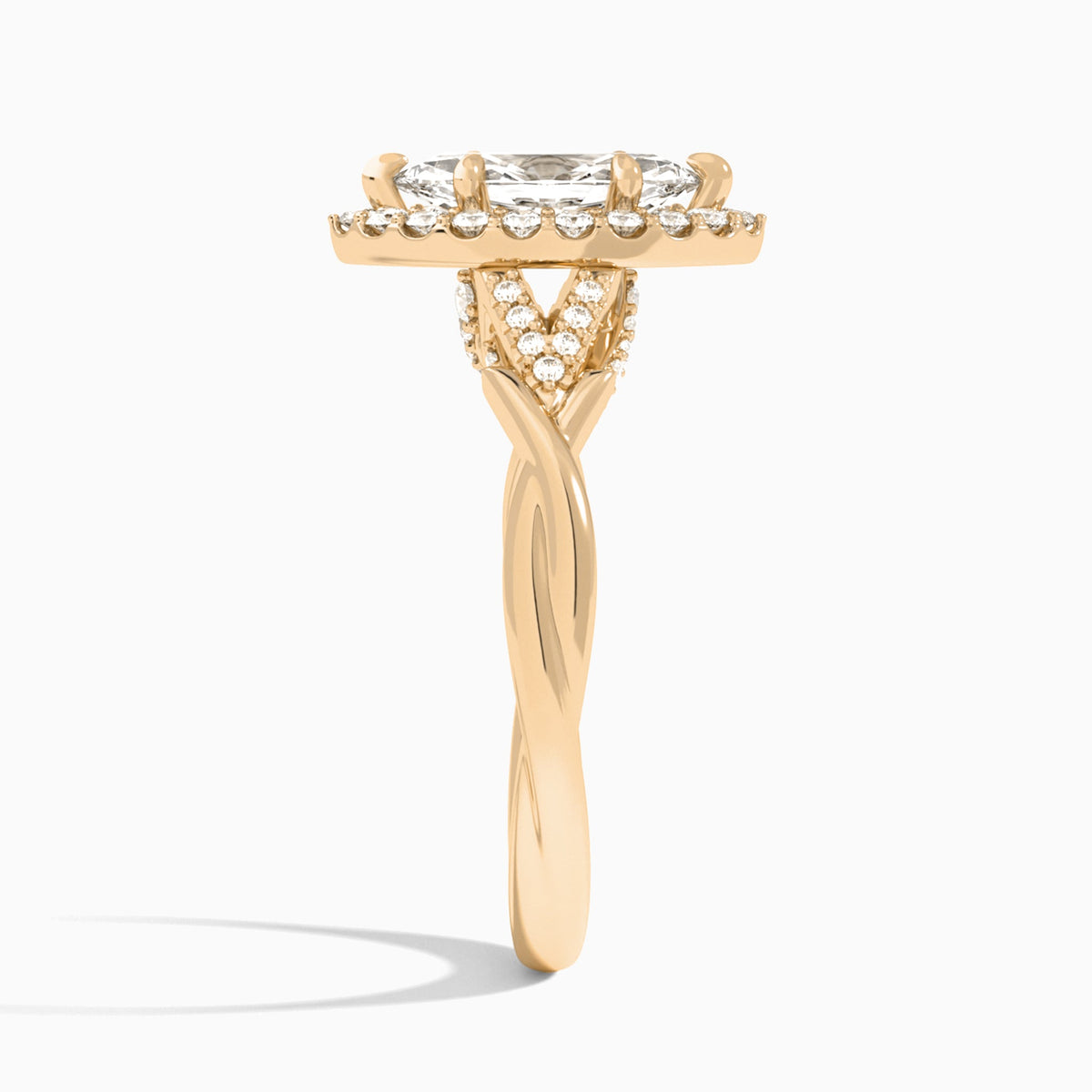 Marquise Luxe Victoria Lab Grown Diamond Engagement Ring In 14K Rose Gold, Side View