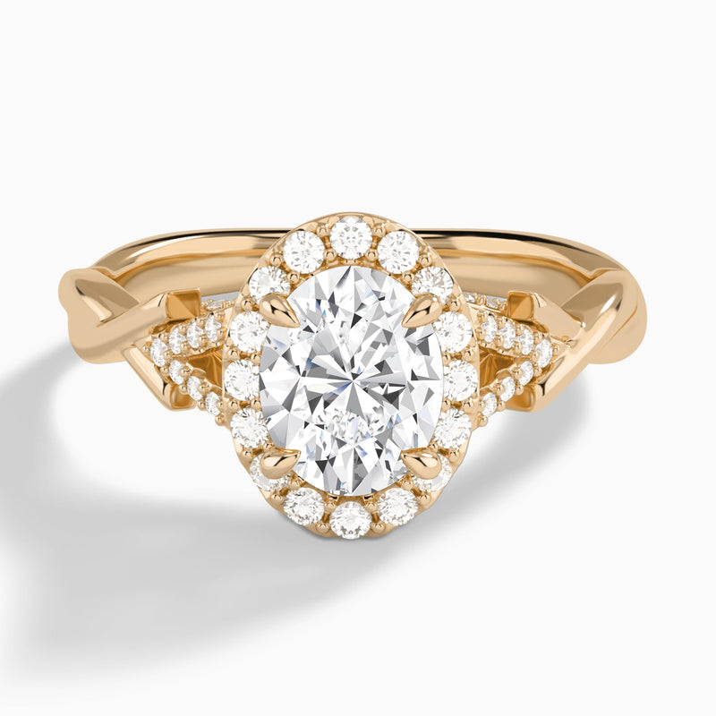 Oval Luxe Victoria Lab Grown Diamond Engagement Ring In 14K Rose Gold - Lucenjuri