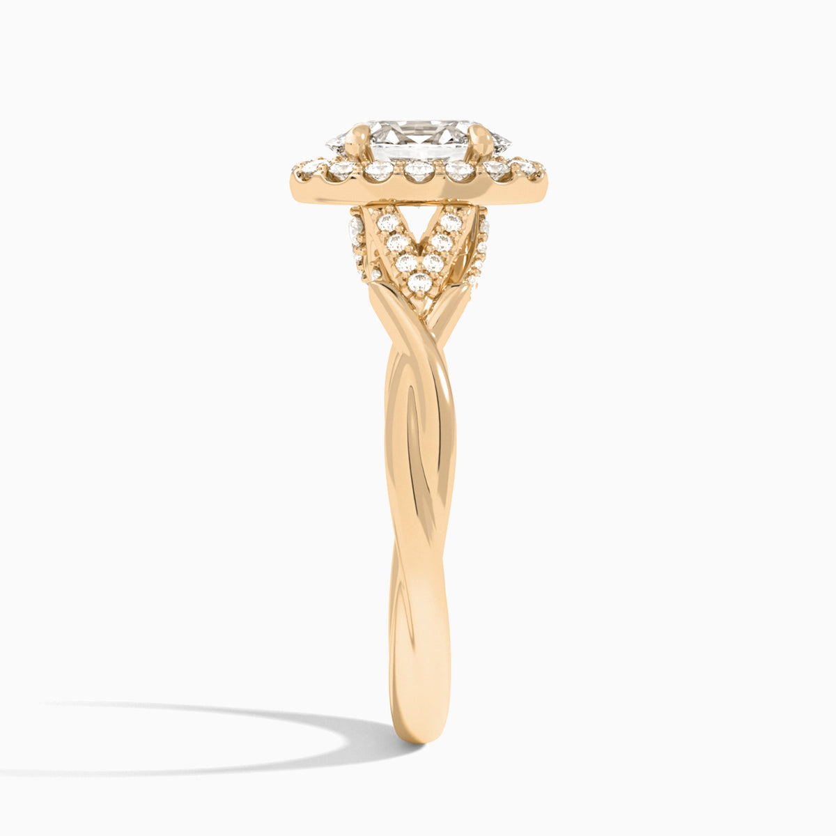 Oval Luxe Victoria Lab Grown Diamond Engagement Ring In 14K Rose Gold, Side View