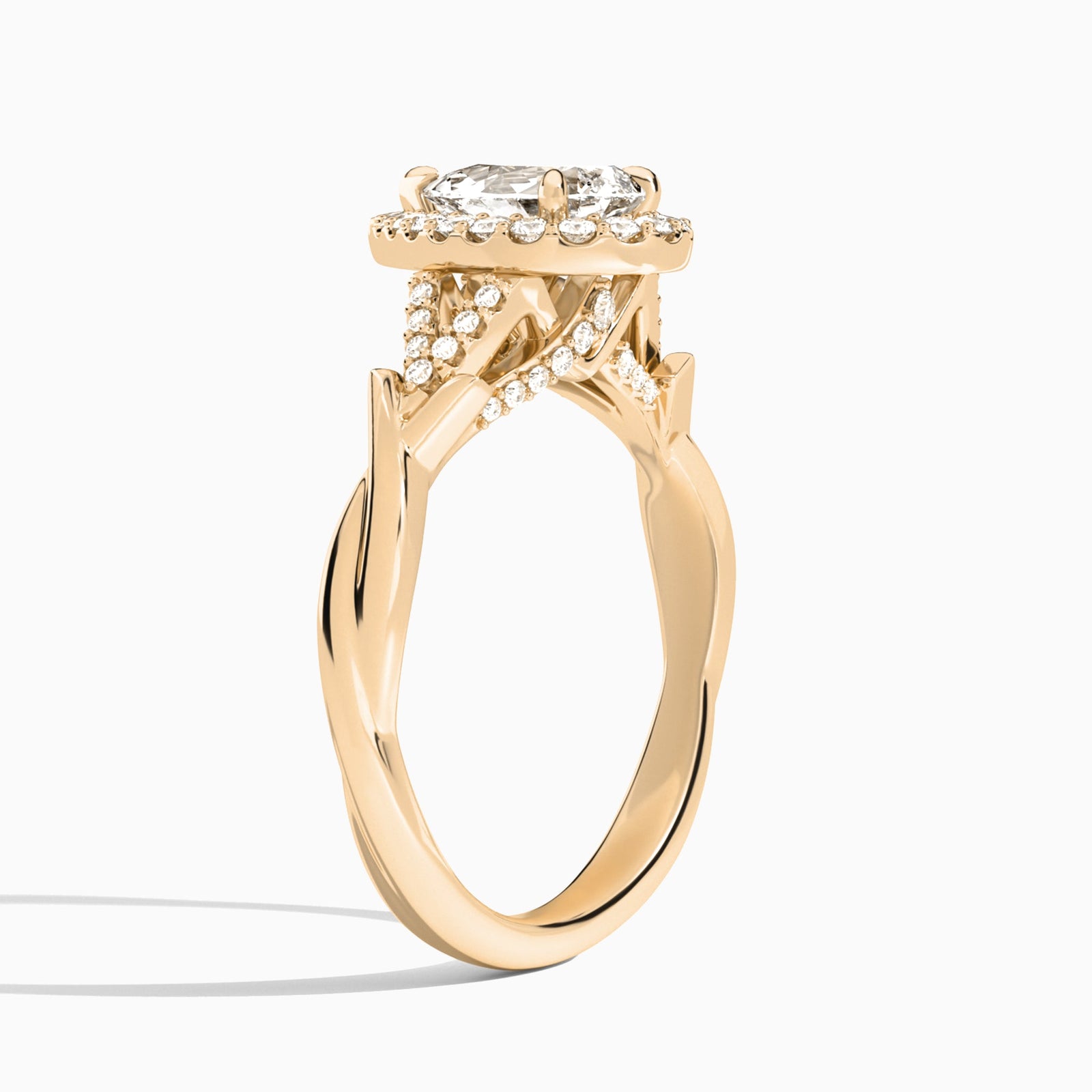 Pear Luxe Victoria Lab Grown Diamond Engagement Ring In 14K Rose Gold, Angle View