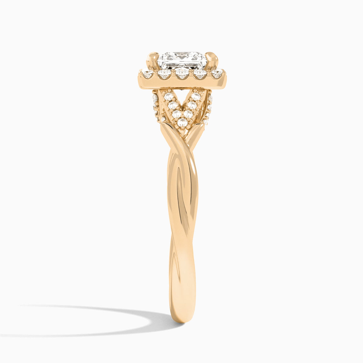 Princess Luxe Victoria Lab Grown Diamond Engagement Ring In 14K Rose Gold, Side View