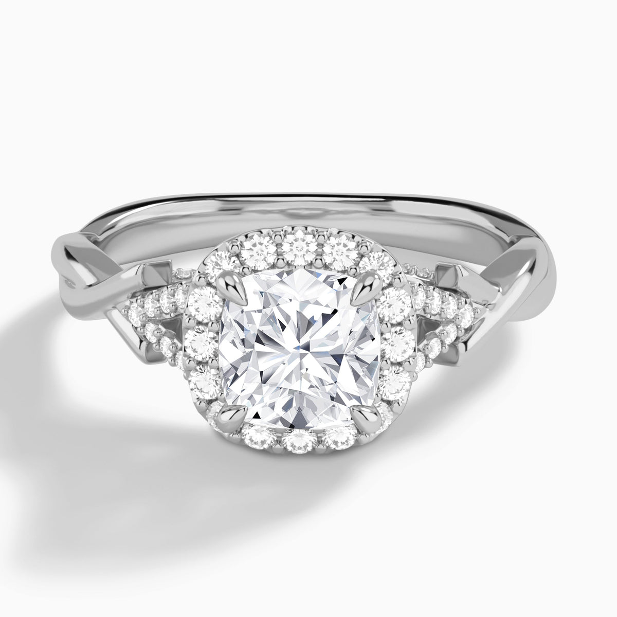 Cushion Luxe Victoria Lab Grown Diamond Engagement Ring In 14K White Gold - Lucenjuri