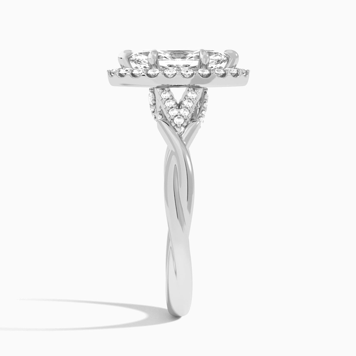 Marquise Luxe Victoria Lab Grown Diamond Engagement Ring In 18K White Gold, Side View