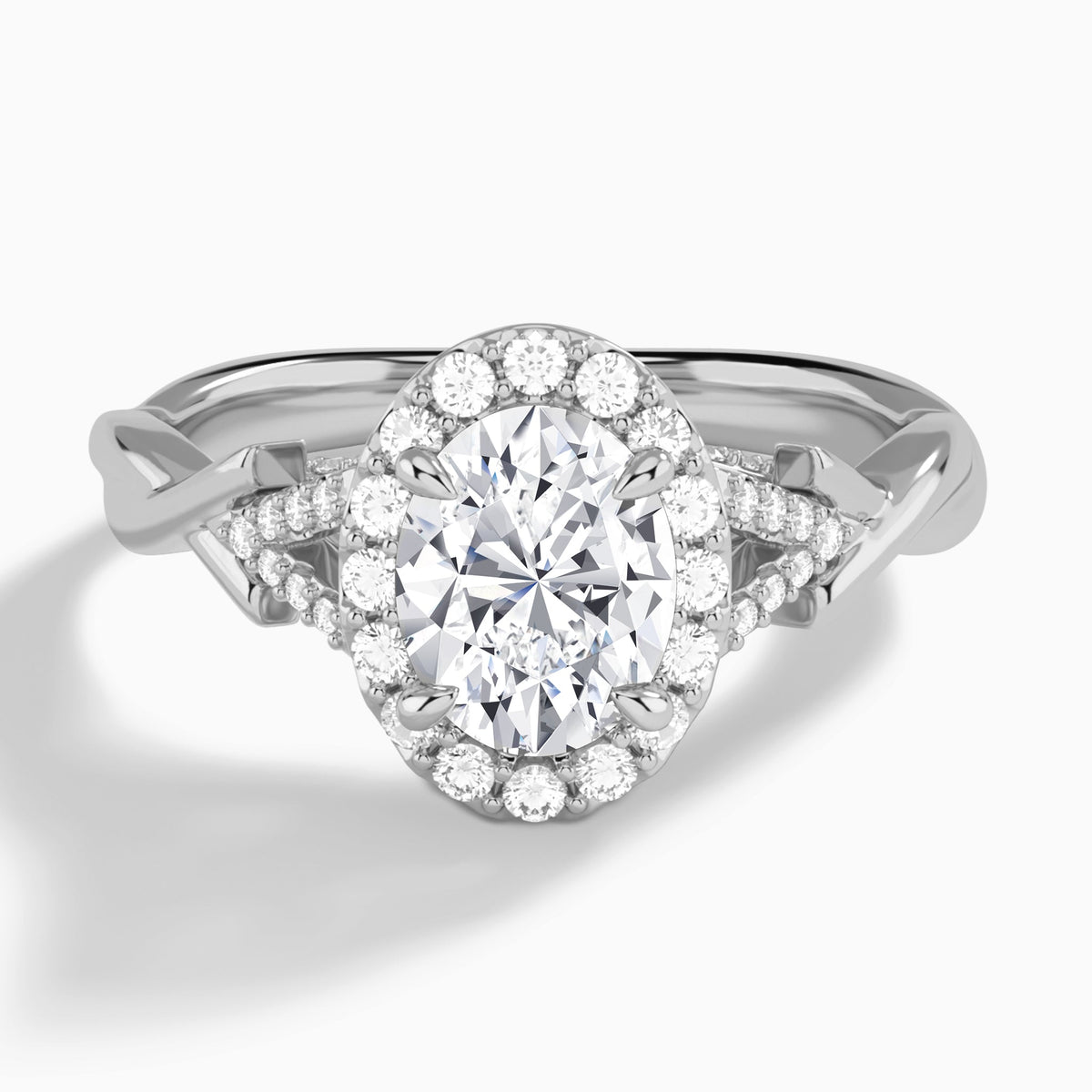 Oval Luxe Victoria Lab Grown Diamond Engagement Ring In 14K White Gold - Lucenjuri